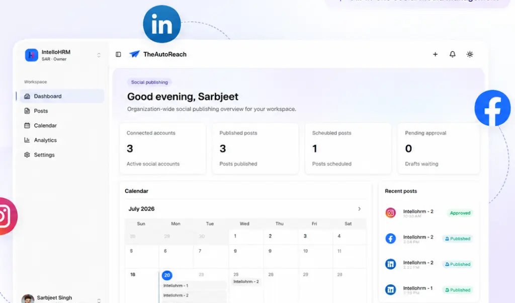 Free social media scheduler calendar view