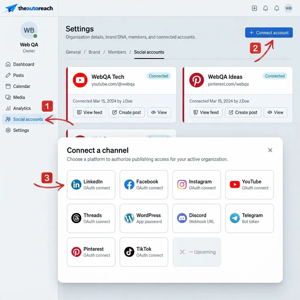 Connect accounts UI placeholder