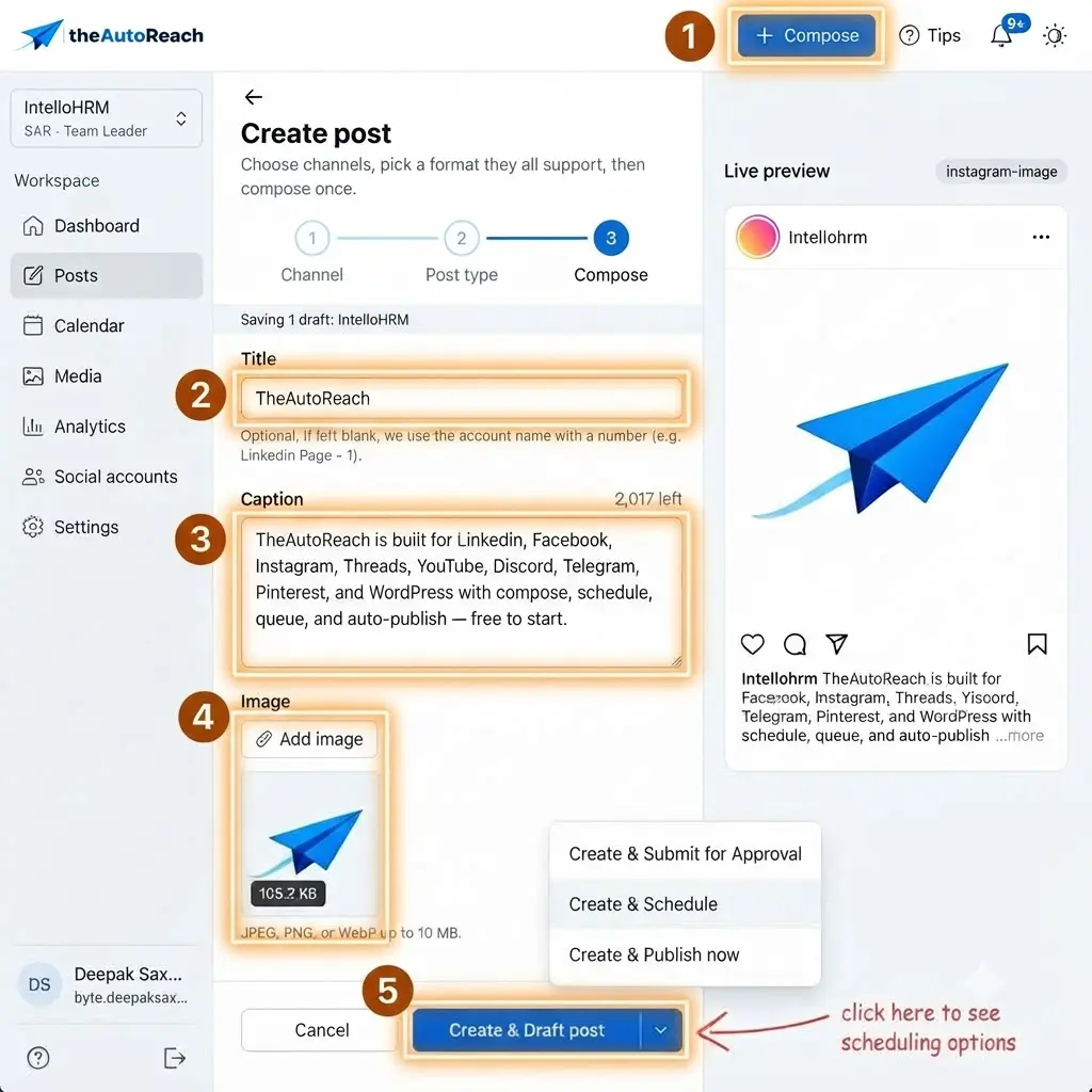 Compose & schedule UI placeholder